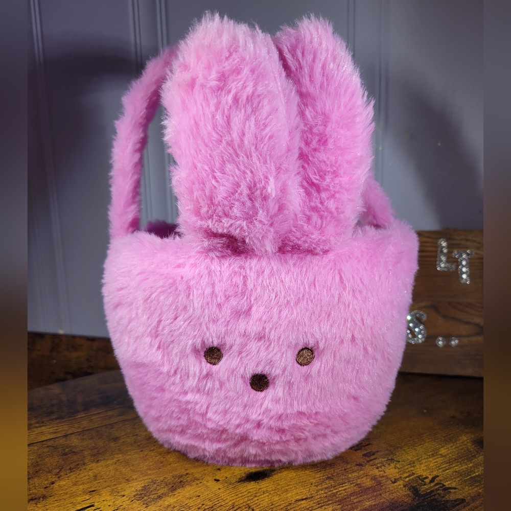 Peeps Pink Furry Bunny Easter Basket